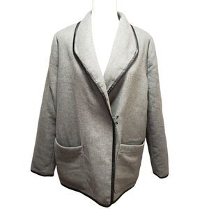 LIZ CLAIBORNE Gray with Black Trim Jacket LARGE